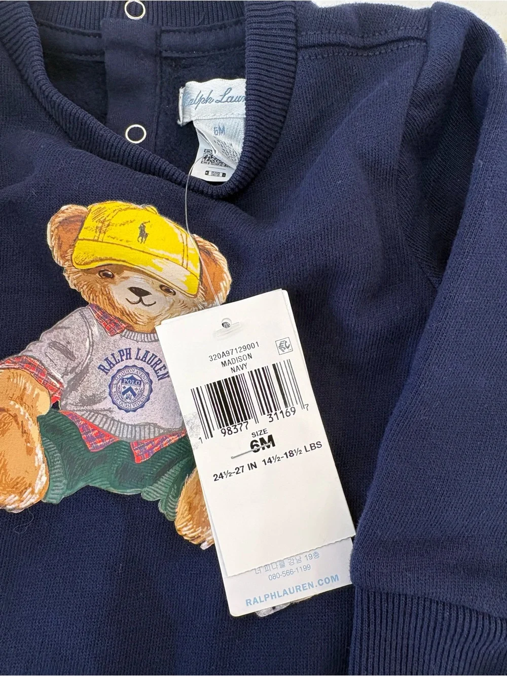 Ralph Lauren Navy Bear One-Piece Bodysuit